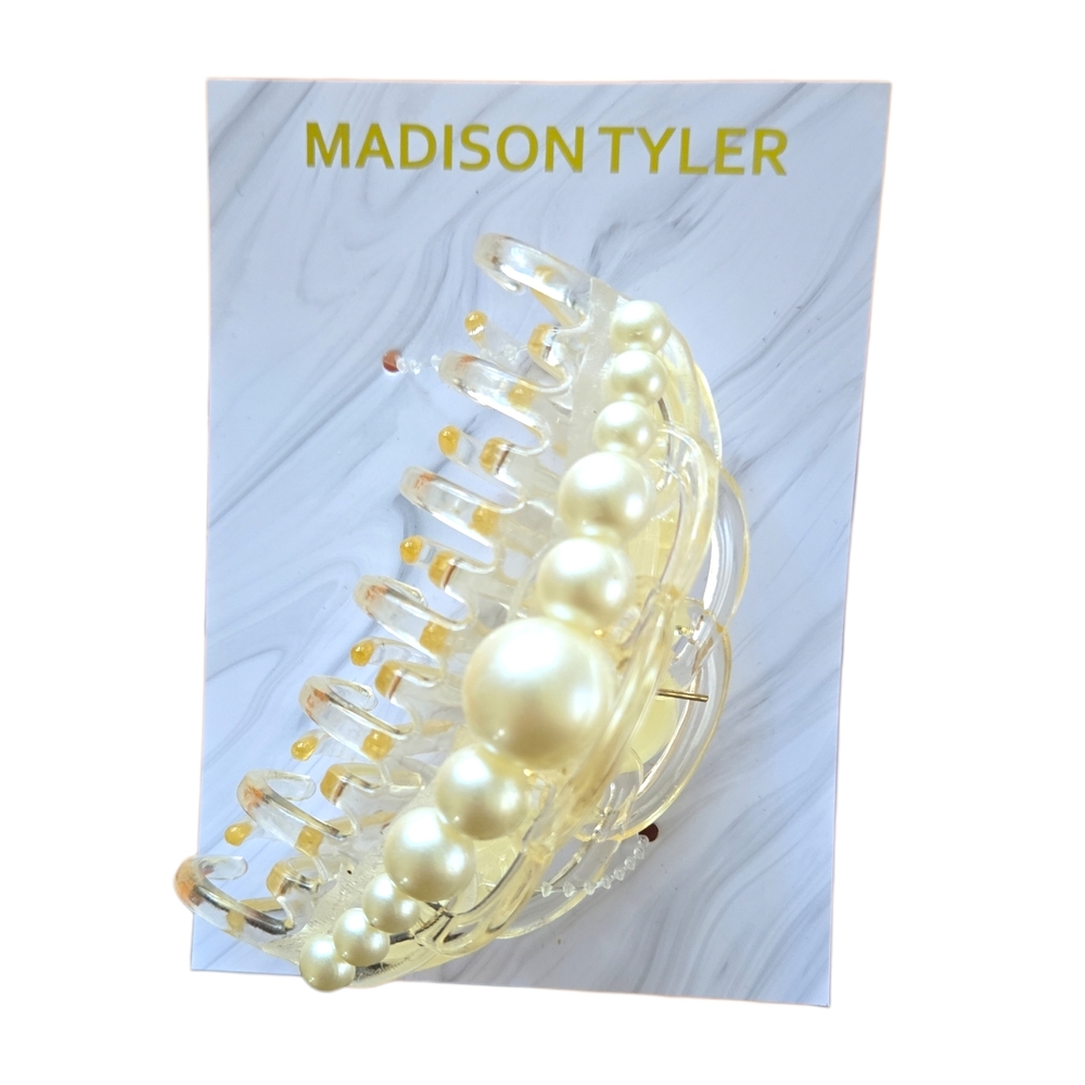 New- Madison Tyler Pearl Cream Hair Clip